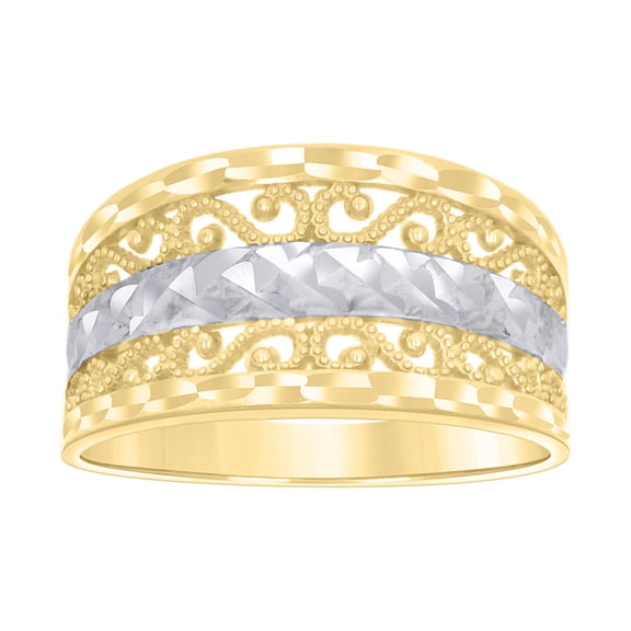 10kt 10k Two-tone Gold Womens Filigree Fashion Ring