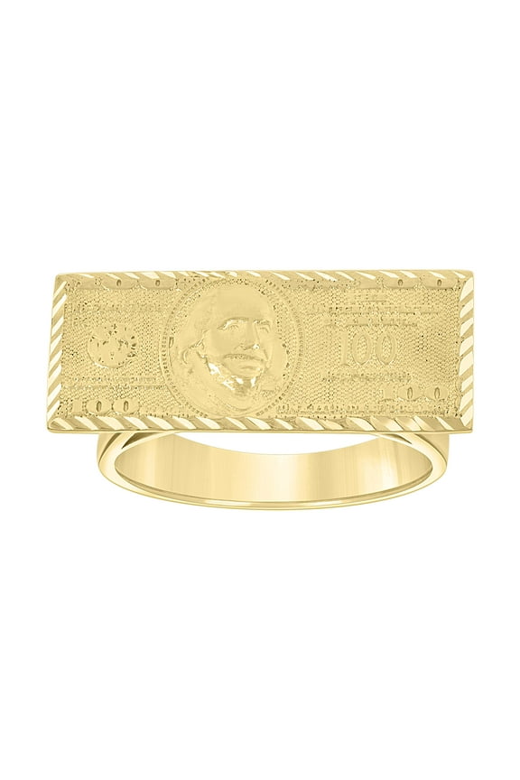 10kt 10k Yellow Gold Mens Dollar Bill Currency Ring
