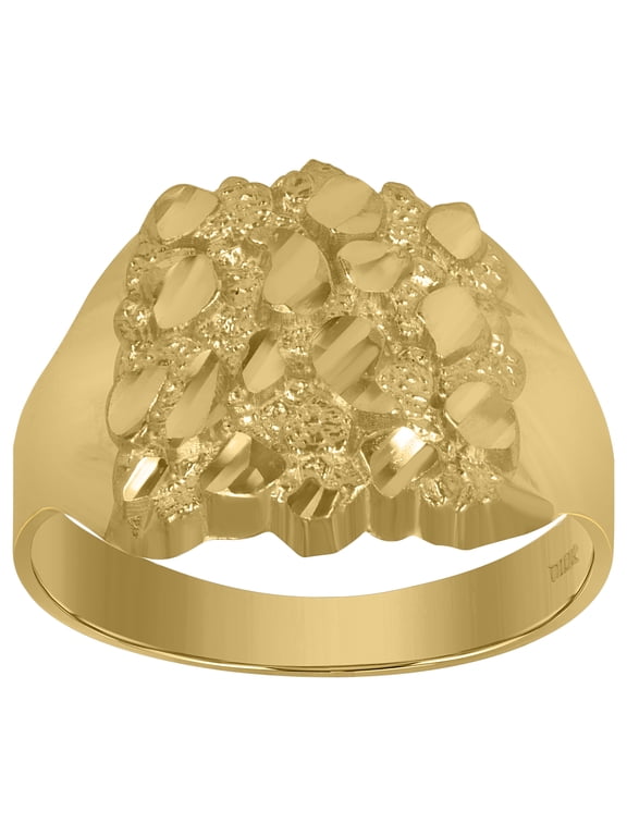 10kt 10k Yellow Gold Mens Nugget Dc Textured Band Ring