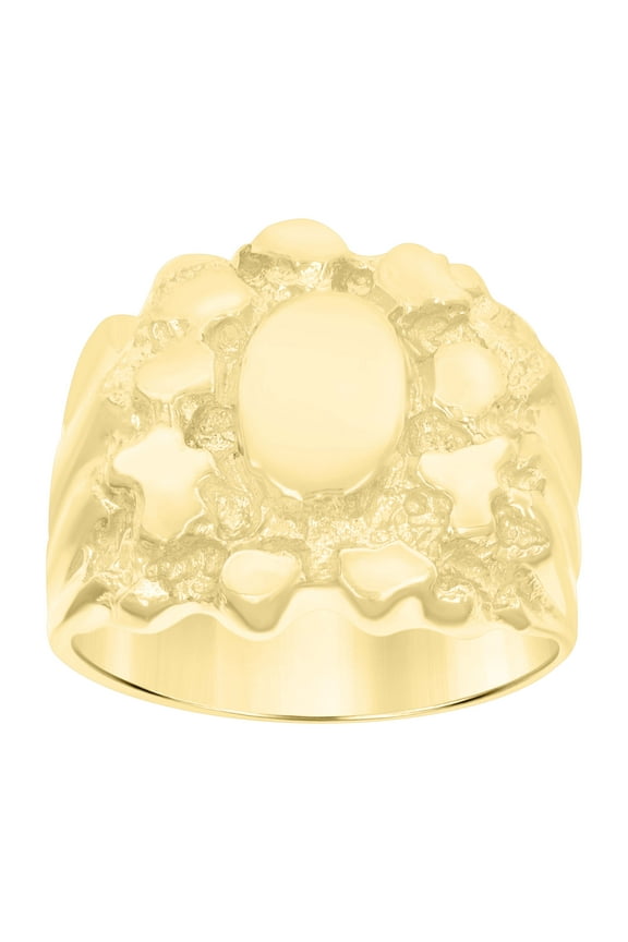 10kt 10k Yellow Gold Mens Nugget Fashion Ring