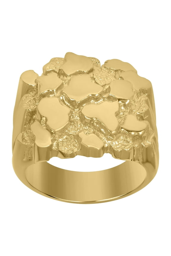 10kt 10k Yellow Gold Mens Nugget Textured Band Ring