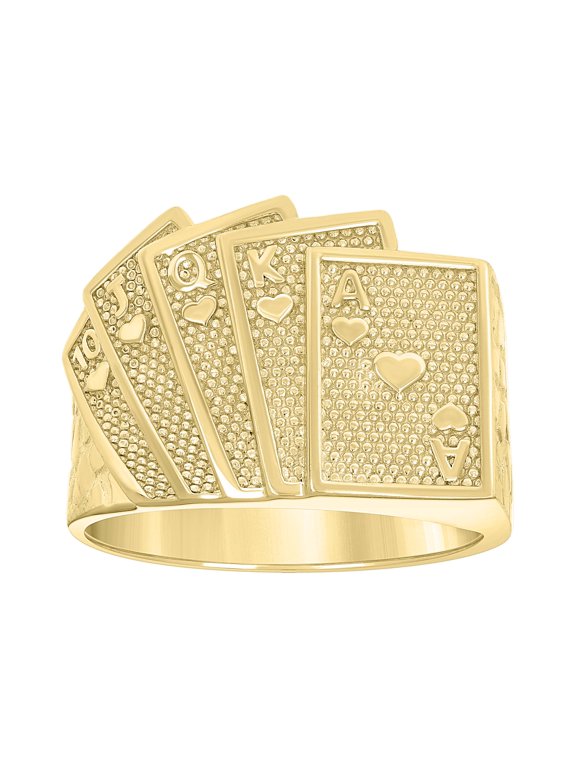 10kt 10k Yellow Gold Mens Playing Cards Gambling Ring
