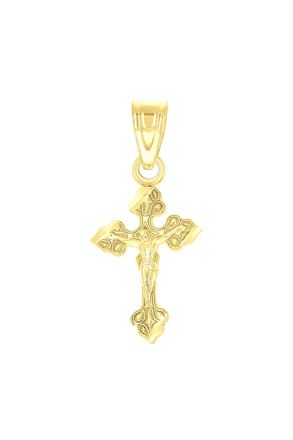10kt 10k Yellow Gold Unisex Crucifix Cross Religious Gift Charm Pendant