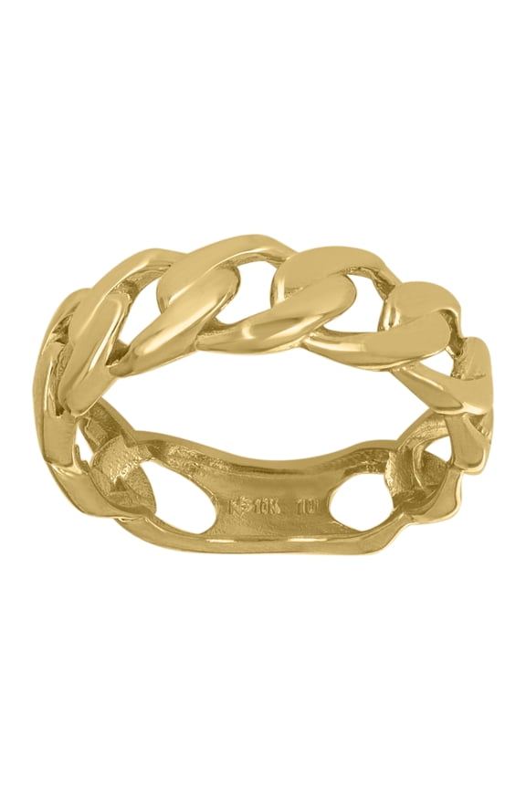 10kt 10k Yellow Gold Womens Cuban Link 6mm Fashion Ring