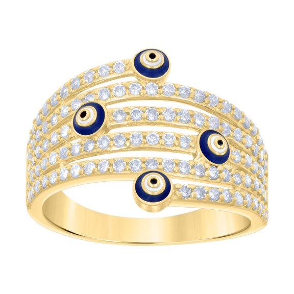 10kt 10k Yellow Gold Womens Cubic-Zirconia Evil Eye Good Luck Ring