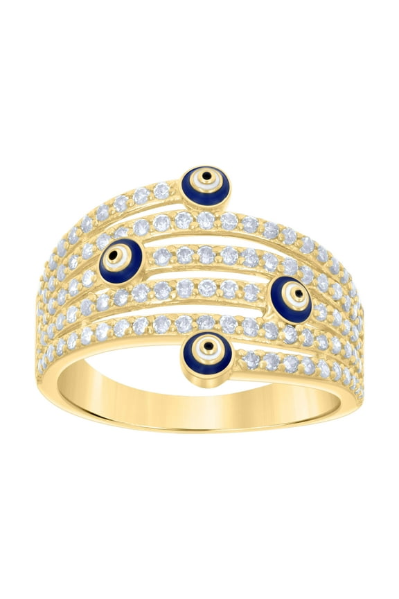 10kt 10k Yellow Gold Womens Cubic-Zirconia Evil Eye Good Luck Ring