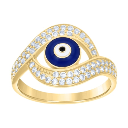 10kt 10k Yellow Gold Womens Cubic-Zirconia Evil Eye Good Luck Ring