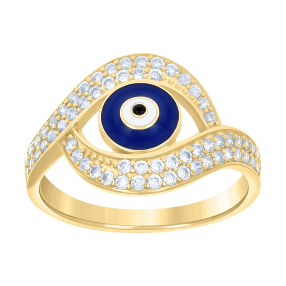 10kt 10k Yellow Gold Womens Cubic-Zirconia Evil Eye Good Luck Ring