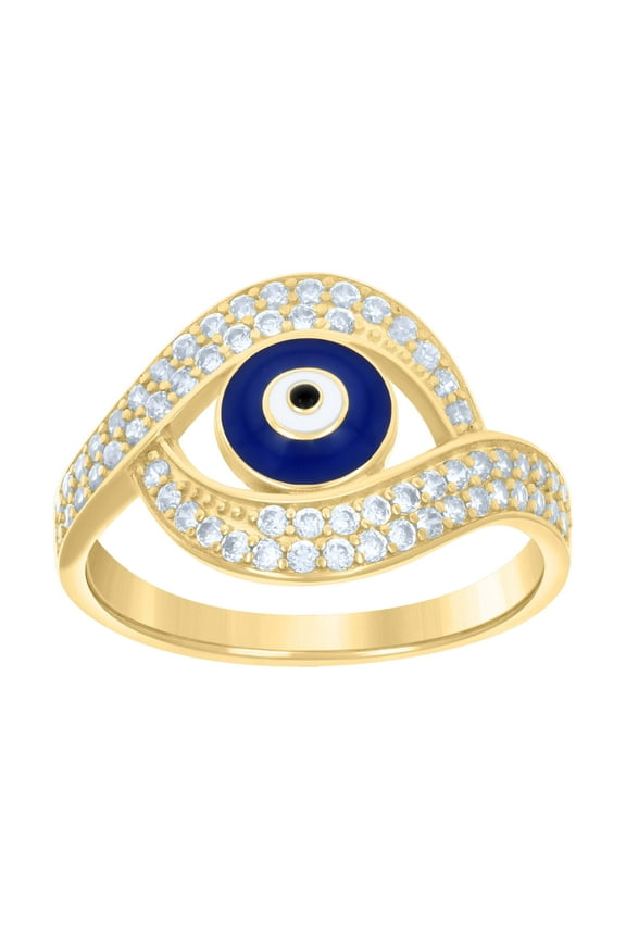 10kt 10k Yellow Gold Womens Cubic-Zirconia Evil Eye Good Luck Ring