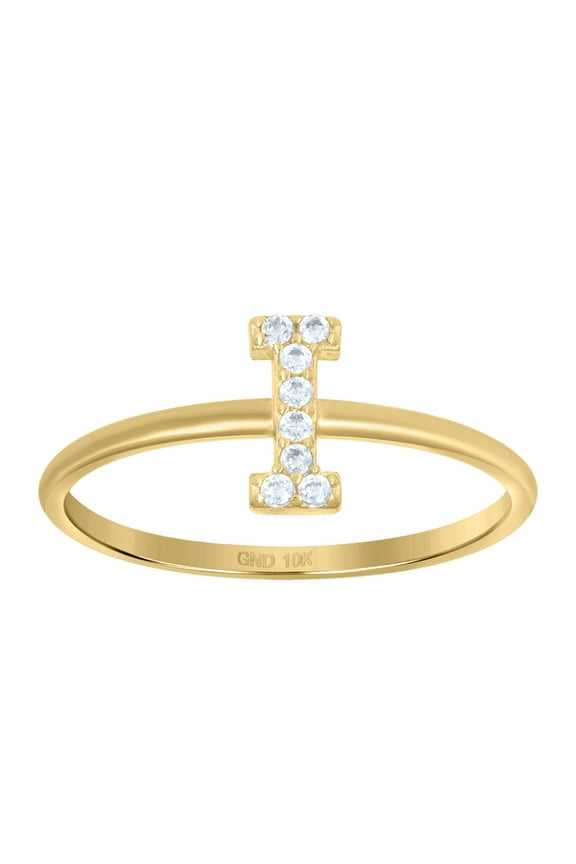 10kt 10k Yellow Gold Womens Cubic Zirconia Initial Alphabet I Ring