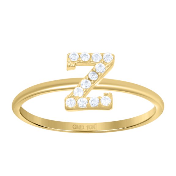 10kt 10k Yellow Gold Womens Cubic Zirconia Initial Alphabet Z Ring
