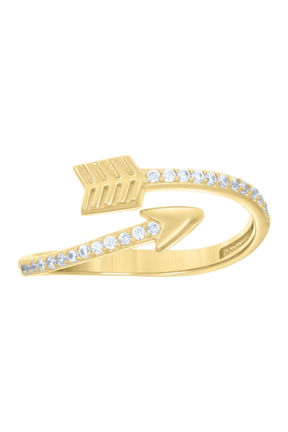 10kt 10k Yellow Gold Womens Cubic-Zirconia Love Arrow Ring