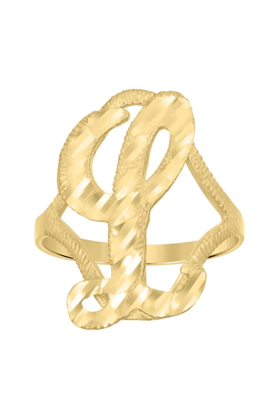10kt 10k Yellow Gold Womens Diamond-Cut Textured Initial Letter L Band Ring