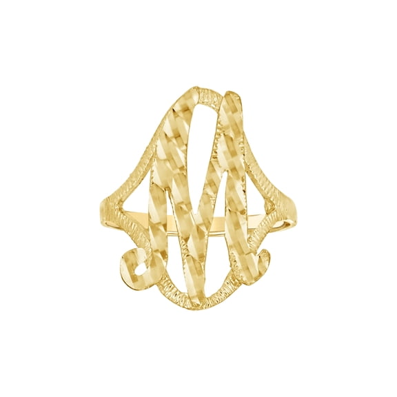10kt 10k Yellow Gold Womens Diamond-Cut Textured Initial Letter M Band Ring