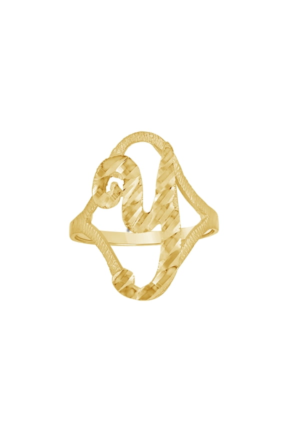 10kt 10k Yellow Gold Womens Diamond-Cut Textured Initial Letter Y Band Ring