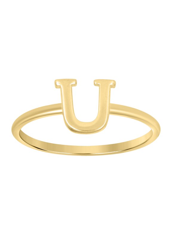 10kt 10k Yellow Gold Womens Initial Alphabet U Ring
