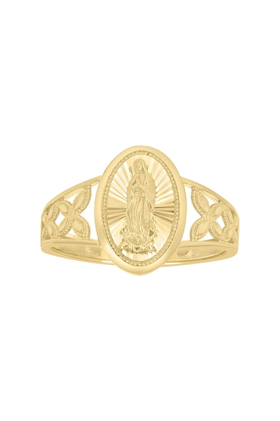 10kt 10k Yellow Gold Womens Oval Head Guadalupe Religious Ring