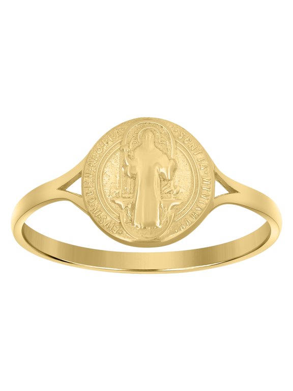 10kt 10k Yellow Gold Womens Textured Saint Benedict Religious Ring