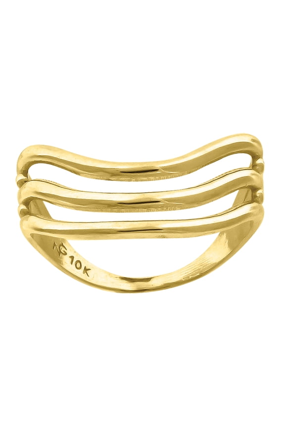 10kt 10k Yellow Gold Womens Three Row Curve Engagement Ring