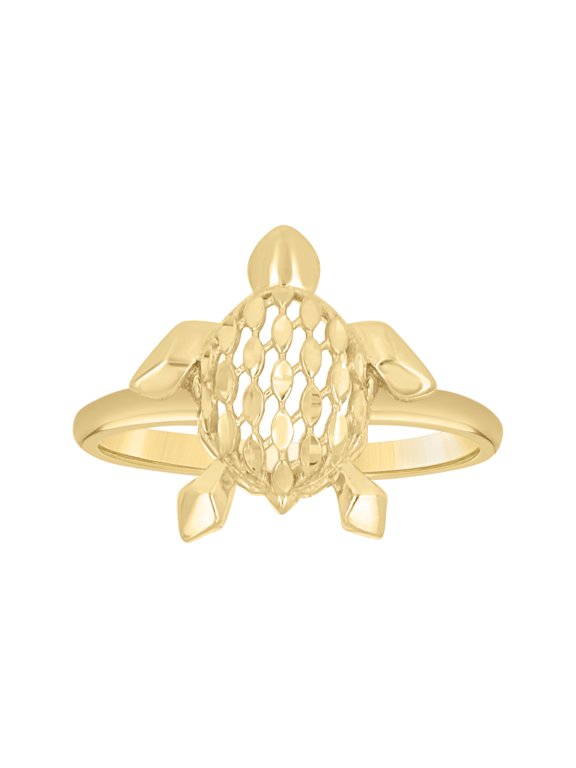 10kt 10k Yellow Gold Womens Turtle Ocean Life Ring