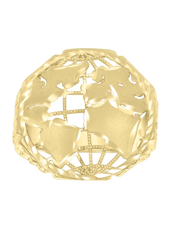 10kt 10k Yellow Gold Womens World Map Globe Maps Ring