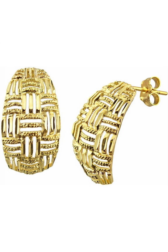 10kt Diamond-Cut J-Hoop Earrings