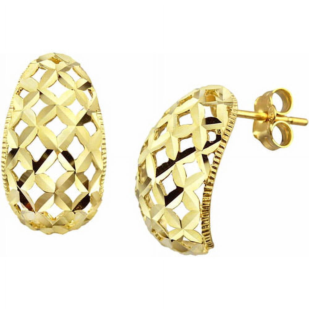 10kt Gold Diamond-Cut J-Hoop Earrings
