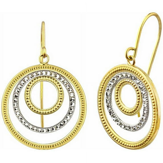 10kt Gold Diamond-Cut Multi-Circle Drop Earrings