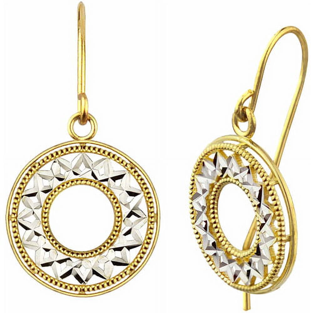 10kt Gold Diamond-Cut Open Circle Dangle Earrings