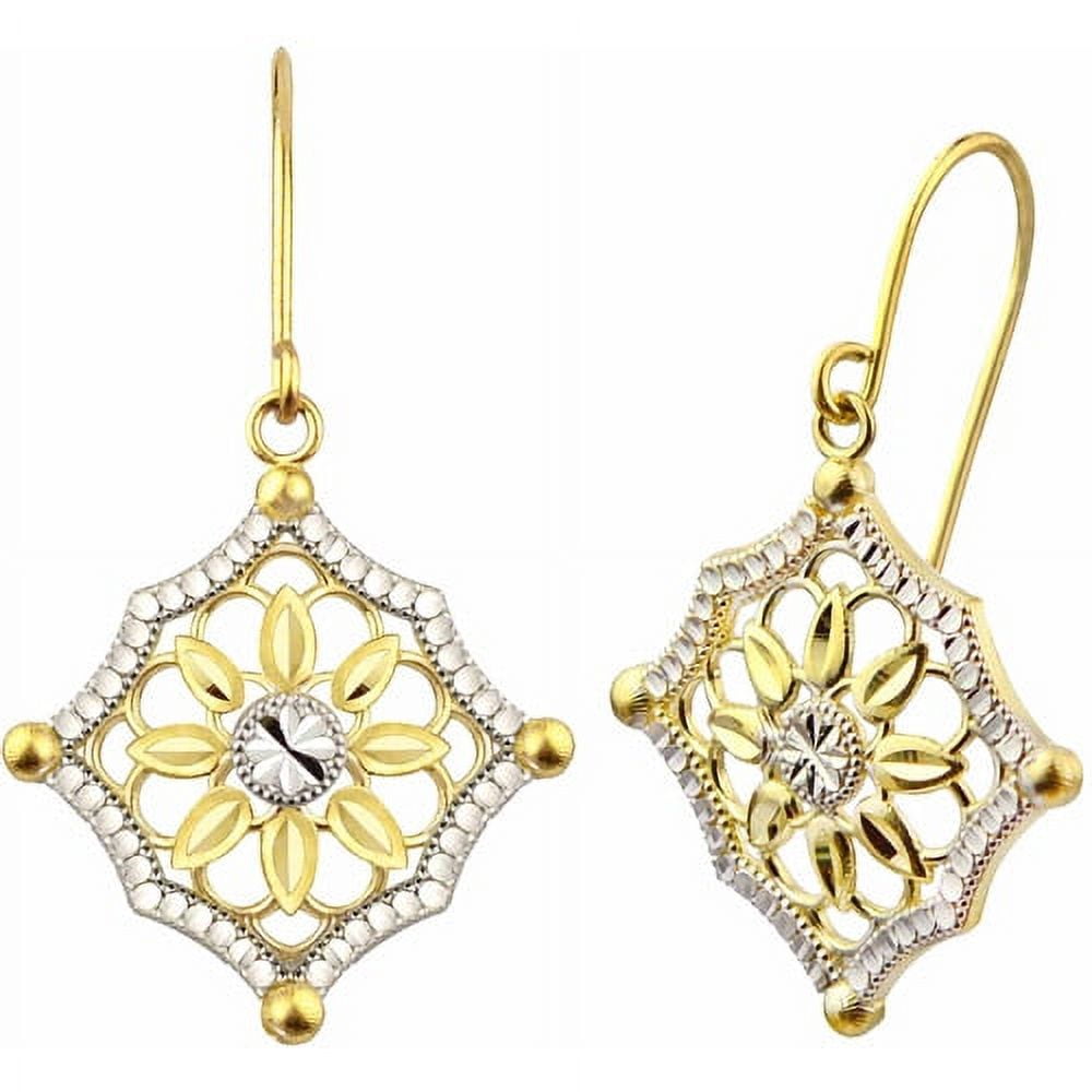 10kt Gold Diamond-Cut Vintage Dangle Earrings