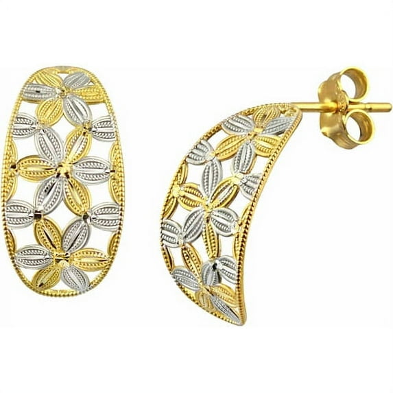 10kt Gold Multi-Flower J-Hoop Earrings