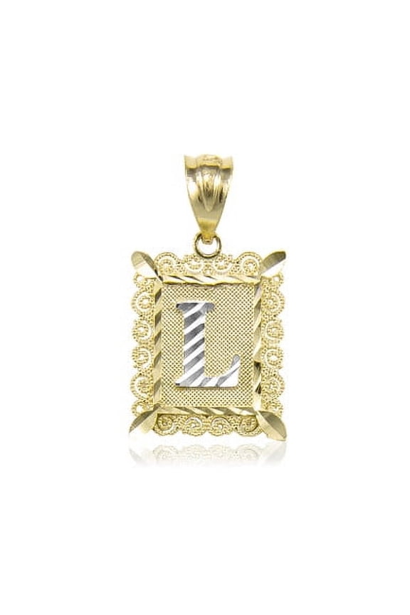 10kt Gold Square Initial Pendant