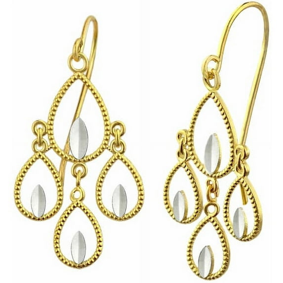 10kt Gold Teardrop Chandelier Dangle Earrings