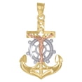 thumbnail image 1 of 10kt Gold Tri-Color Unisex Anchor Cross Crucifix Religious Charm Pendant, 1 of 1