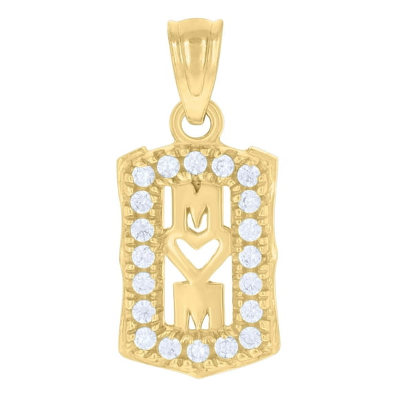 10kt Gold Two-Tone Cubic-Zirconia Womens Mother Mom Charm Pendant