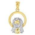 thumbnail image 1 of 10kt Gold Two-Tone Textured Womens Jesus Religious Charm Pendant, 1 of 5