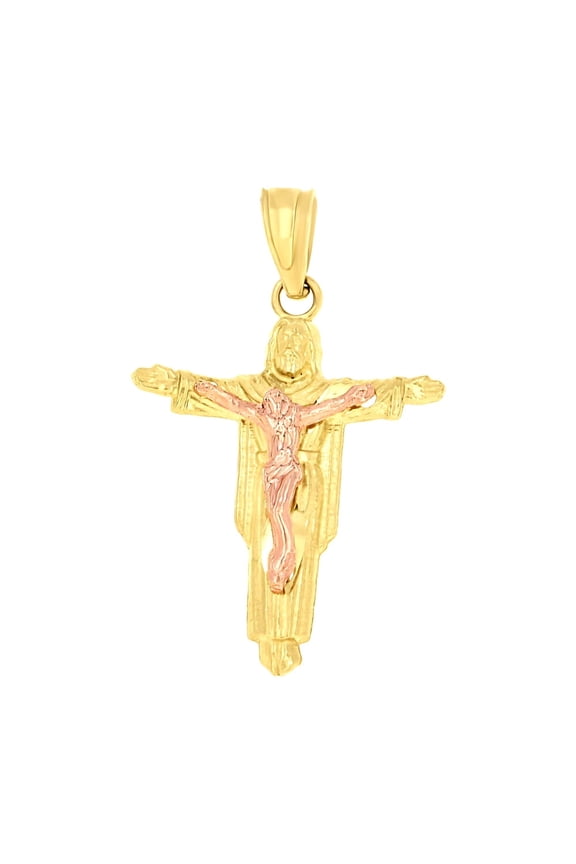 10k Gold Two-tone Unisex Jesus Religious Charm Pendant for Men Women