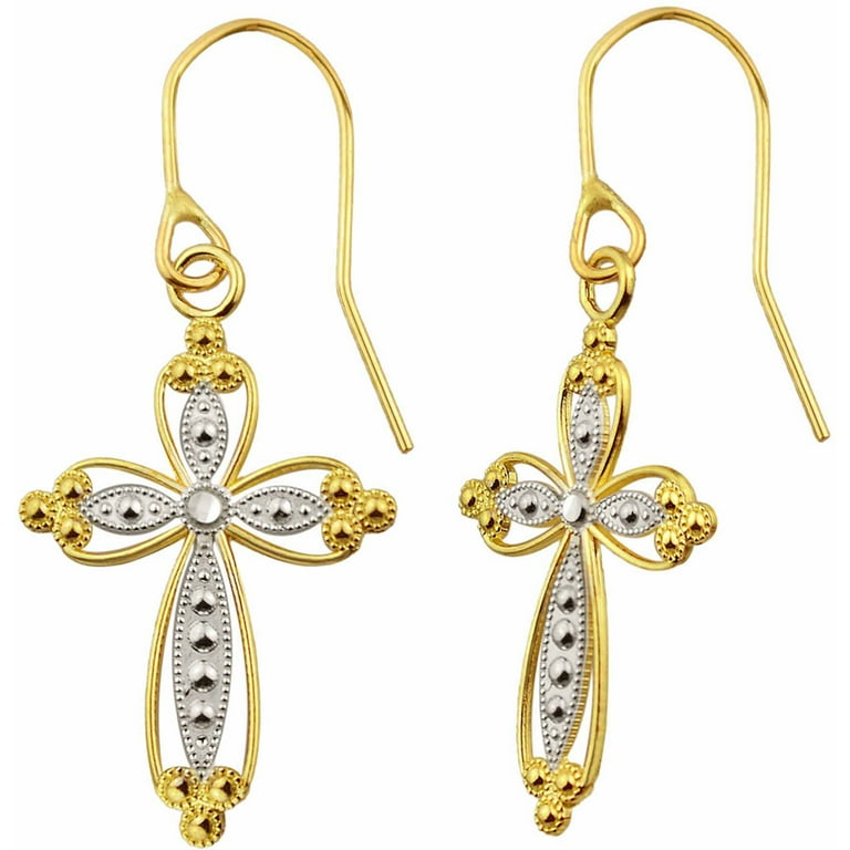 Cross drop earrings gold cheap