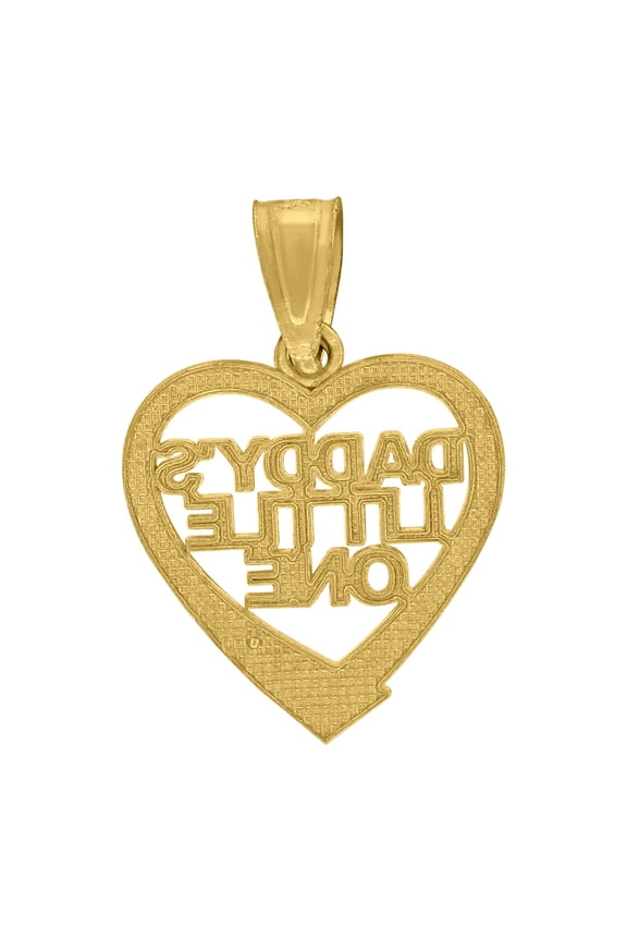 10k Gold Yellow Diamond-cut Unisex Daddy's Little One Heart Charm Pendant for Men Women