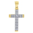 thumbnail image 1 of 10kt Real Gold Two-Tone Cubic-Zirconia Unisex Cross Religious Charm Pendant, 1 of 1