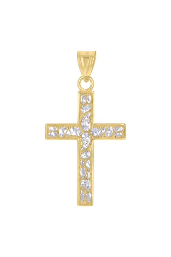 10kt Two-Tone Gold Unisex Cross Religious Charm Pendant 2 Grams