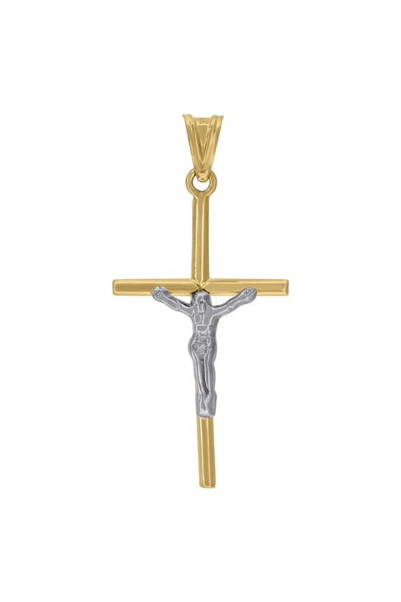 10kt Real Two-Tone Gold Unisex Crucifix Cross Religious Charm Pendant
