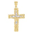 thumbnail image 1 of 10kt Real Two-Tone Gold Unisex Cubic-Zirconia Crucifix Cross Religious Charm Pendant, 1 of 3