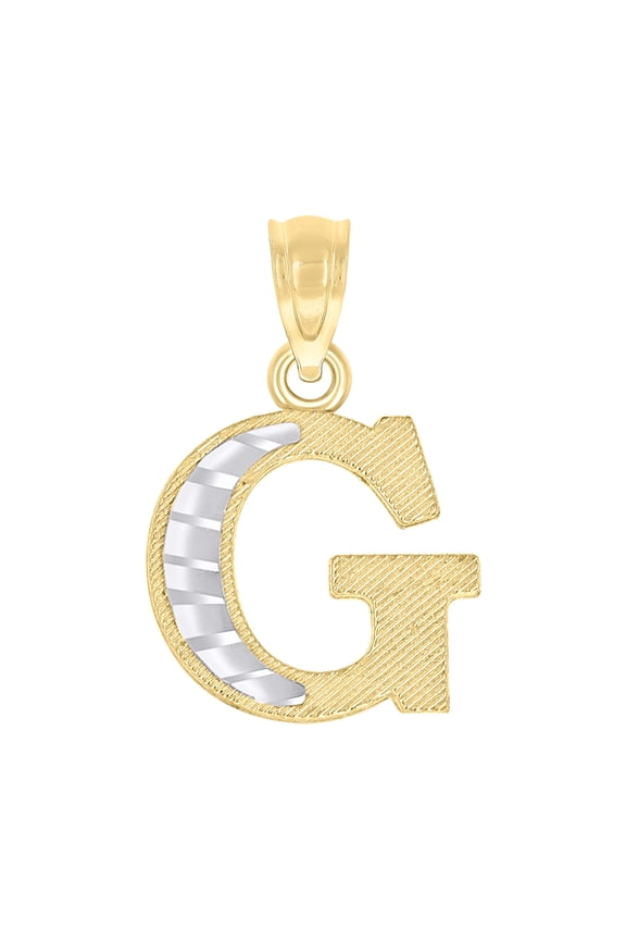 10kt Real Two-Tone Gold Unisex Diamond-Cut Initial G Charm Pendant