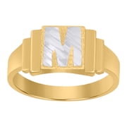 10kt Real Two-Tone Gold Unisex Initial Alphabet M Ring