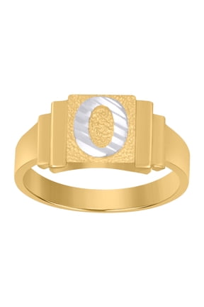 10kt Real Two-Tone Gold Unisex Initial Alphabet O Ring
