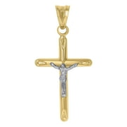 10kt Real Two-Tone Gold Unisex Inri Crucifix Cross Religious Charm Pendant