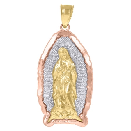 10kt Real Two-Tone Gold Unisex Lady Of Guadalupe Religious Charm Pendant
