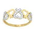 thumbnail image 1 of 10kt Real Two-Tone Gold Womens Cubic-Zirconia Hearts Ring, 1 of 1