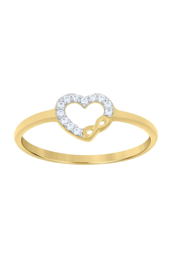 10kt Real Two-Tone Gold Womens Cubic-Zirconia Love Symbol Infinity Heart Ring